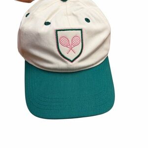 Stylish Women's Cap with Tennis Emblem - Green and White